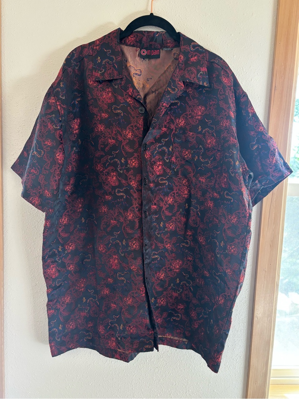 O In Pain Red Floral Short-Sleeve Men’s Shirt